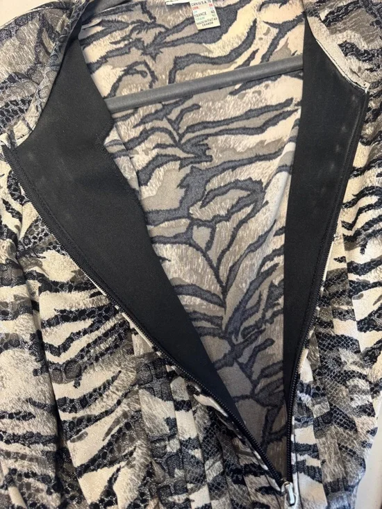 Vintage Joseph Ribkoff Animal Print Zip Up Cardigan Size 10 Maximalist Eclectic - Picture 14 of 16